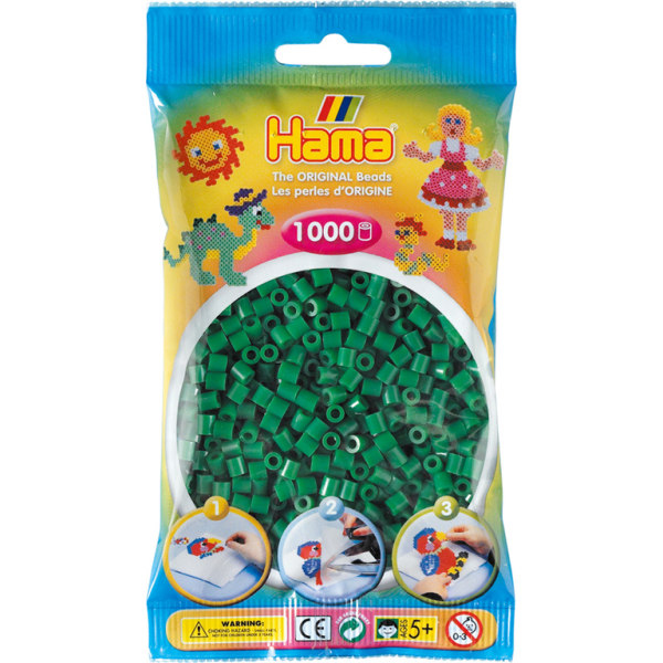 Pärlor till pärlplatta Hama Midi Grön 1000st 207-10 Grön
