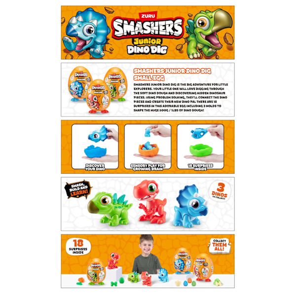 Zuru Smashers Junior Dino Dig Egg Small multifärg