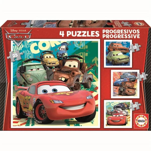 Educa Cars 4-pack Pussel 12-16-20-25 bitar multifärg