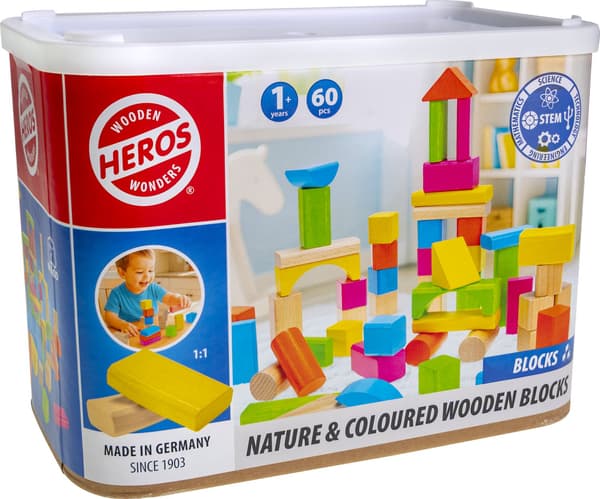 Heros Blocks Träklossar 60-pack multifärg