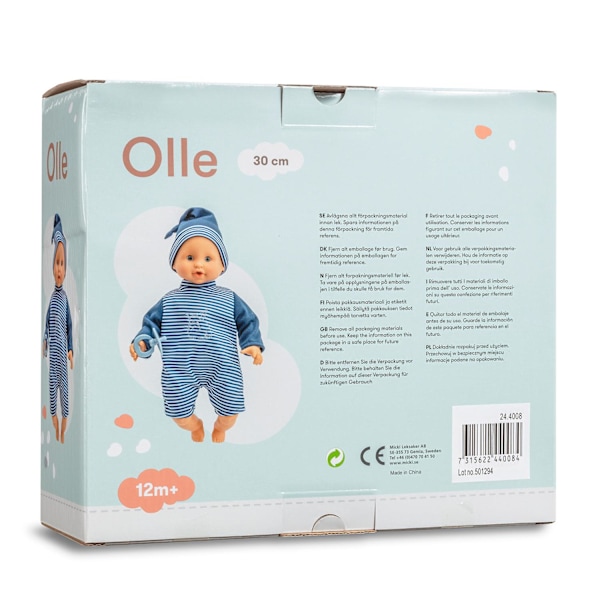 Olle Mjukstoppad Babydocka 30cm multifärg