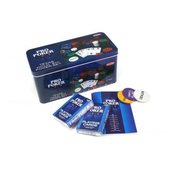 Pokerset Texas Hold´em i plåtask (SE/FI/DK/NO/EN)