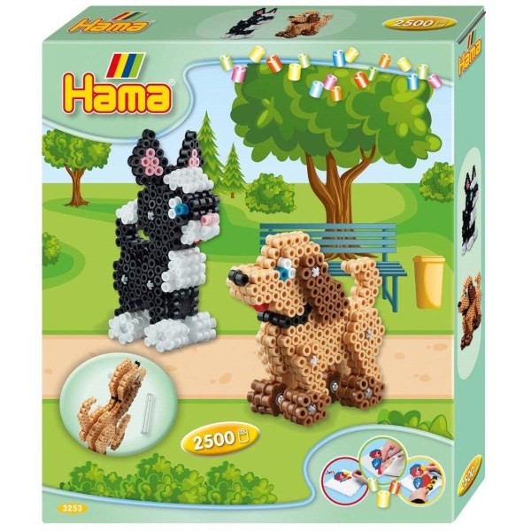 Hama Midi Box 3D Hund och Katt 2500 pärlor multifärg