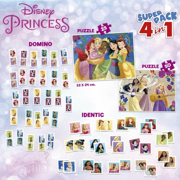 Educa Disney Princess Superpack 4 In 1 Spel & Pussel multifärg