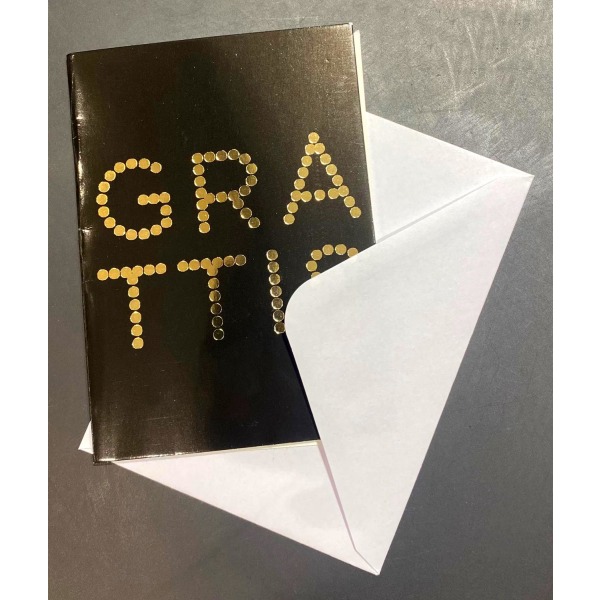 Tillykkekort med kuvert Sort med guldprikket tekst Black