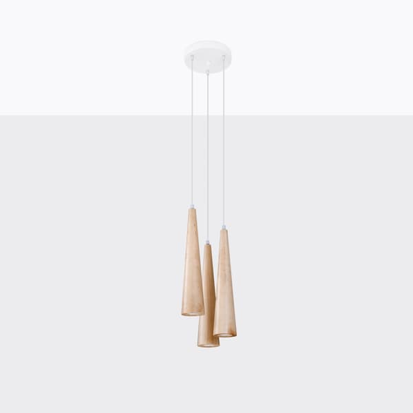 Pendel lampa SULA 3P naturträ Brown