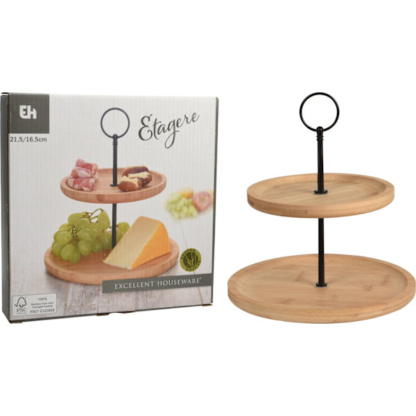 Kakfat 2-våningar Bambu Natur 22 cm Natur