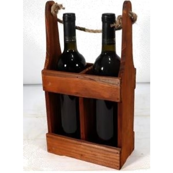 Låda Vinflaska 2 flaskor Trä 21x11x36 cm Natur