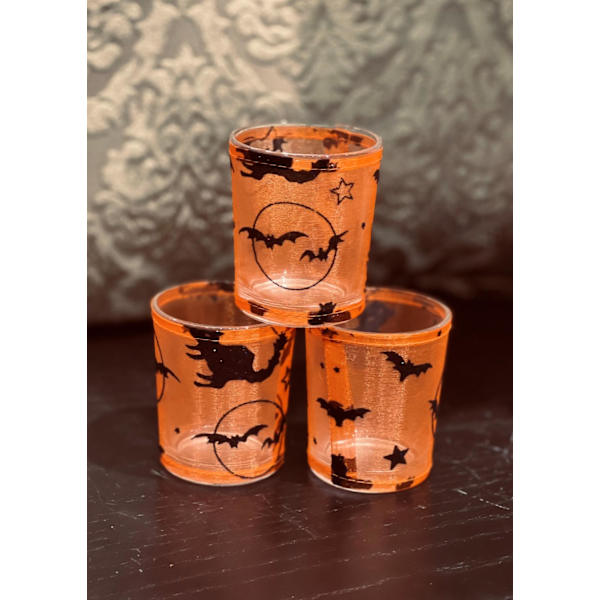 Ljushållare Halloween 3-pack fladdermöss Orange