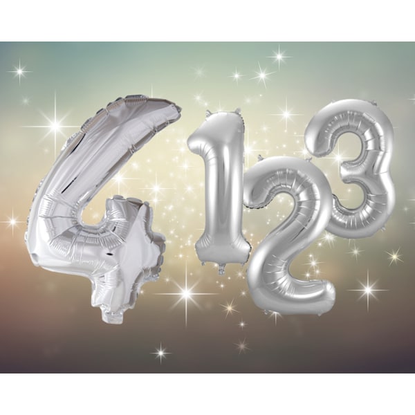 Ballong Siffra 4 Silver 86 cm Silver