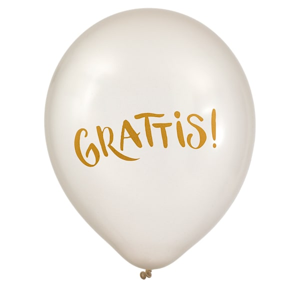 Ballong Grattis Vit Pearl 6-pack Latex Vit
