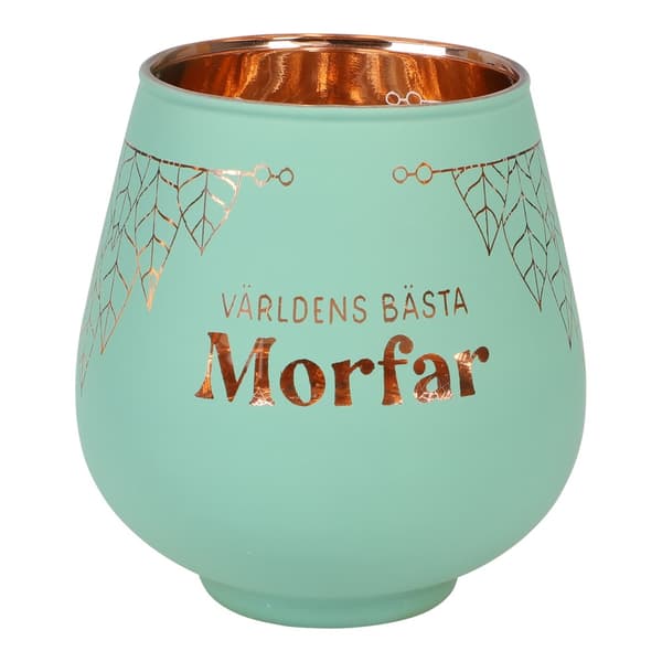Lykta Morfar Glas Mirror Candle med text Ljuslykta Transparent