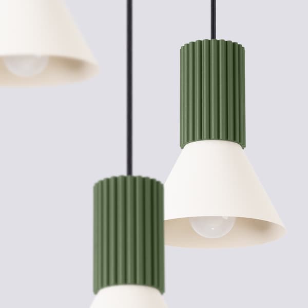 Pendellampa ESTRIA 3P beige/olivgrön Beige