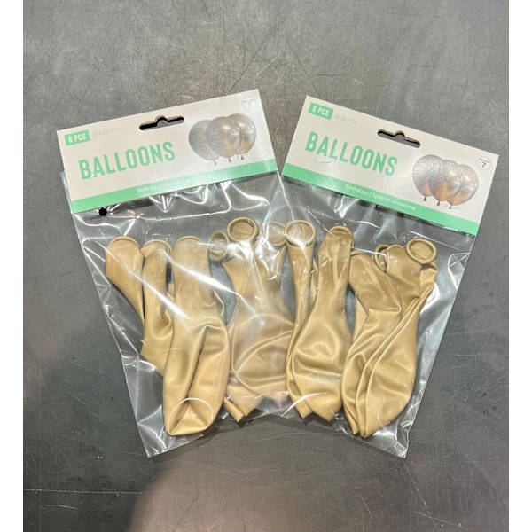 Ballong Blank Guld Spegelballong 6-pack 30 cm Latex Guld