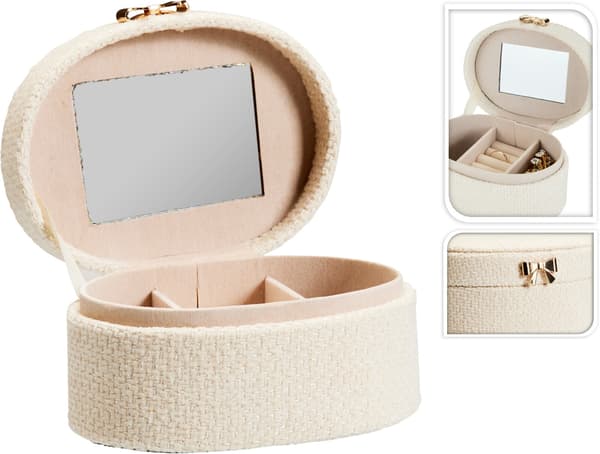 Smyckeskrin Ovalt Textil Beige 12 cm Beige