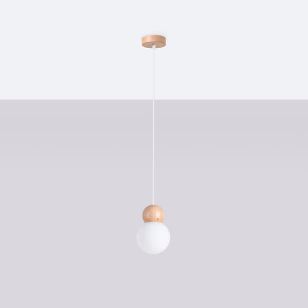 Lampada a sospensione PEKKA 1 bianco/legno naturale Vit