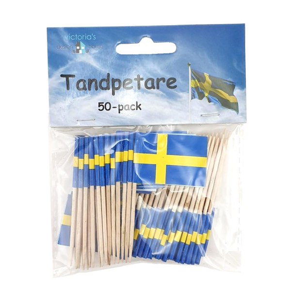 Tandstikker Sverige flag 50-pak Multicolor