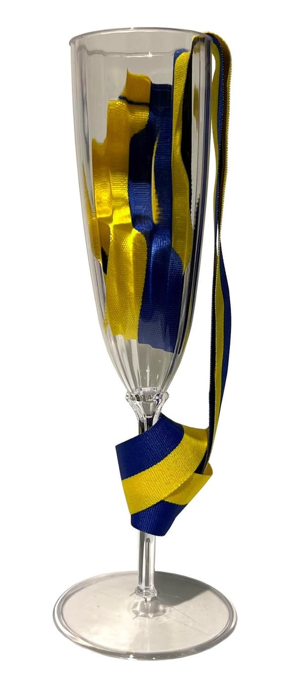 Champagneglas Student med silkebånd studentglas Transparent