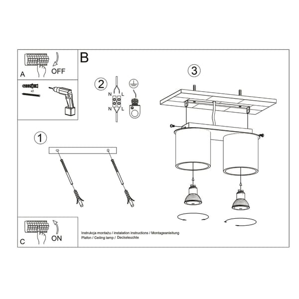 Taklampa ORBIS 2 svart Black