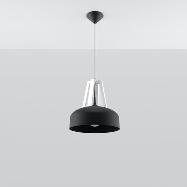 Pendel lampa CASCO svart/vit White