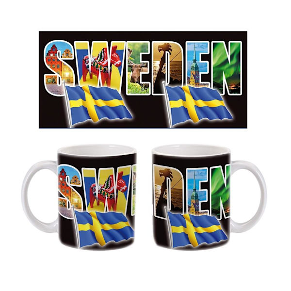 Mugg med text Sweden multifärg