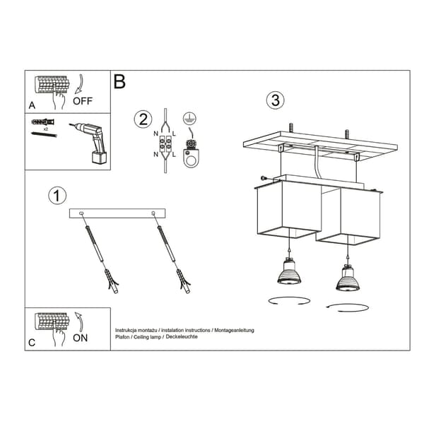 Taklampa QUAD 2 vit White