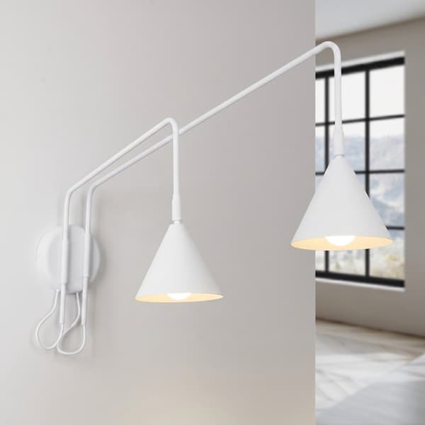 Vägglampa NOX 2 vit med strömbrytare White