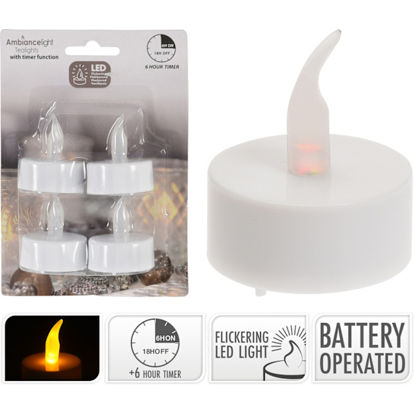 Värmeljus LED med timer 4-pack White