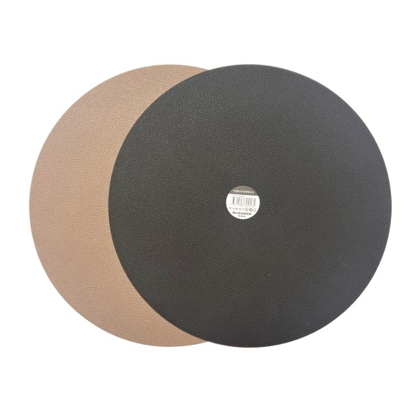 Underlägg Runt Läderlook Brun/Svart 4-pack Svart