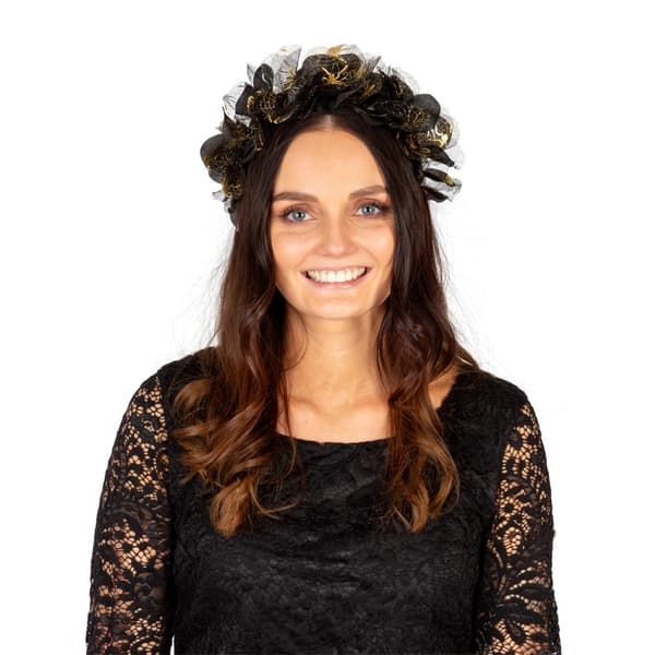 Diadem Halloween Spindlar Blommor Black