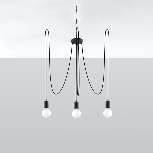 Ljuskrona EDISON 3 svart Black