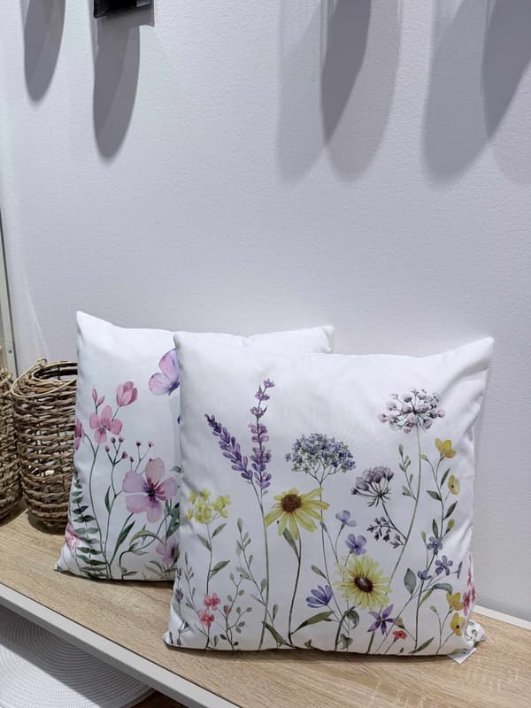Kudde Blommor Vit 45x45 cm Vit