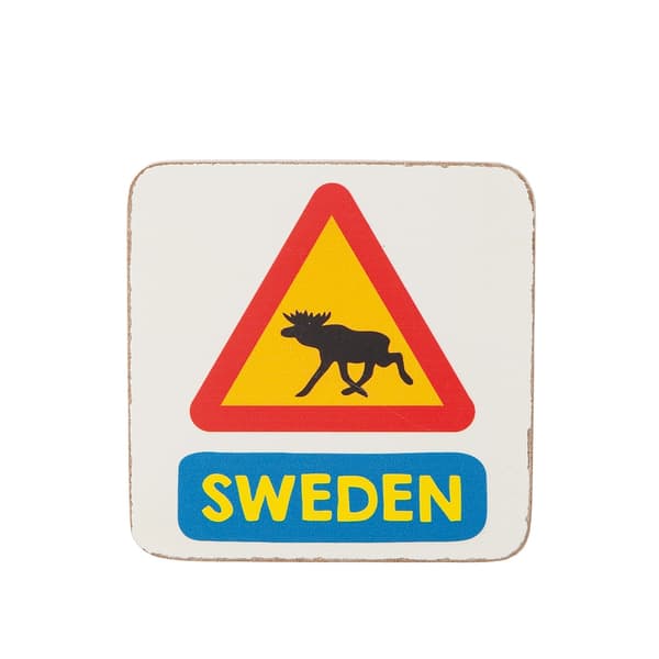 Glasunderlägg Sverige Sweden Älg 6-pack i låda Vit