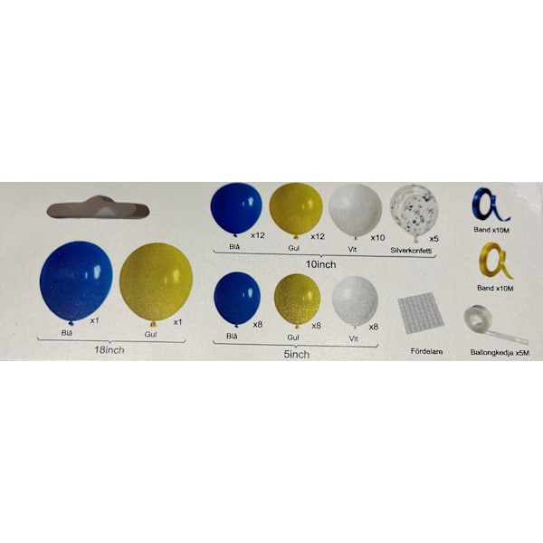 Ballonger Set Gul/blå/vit 52 stycken Multicolor
