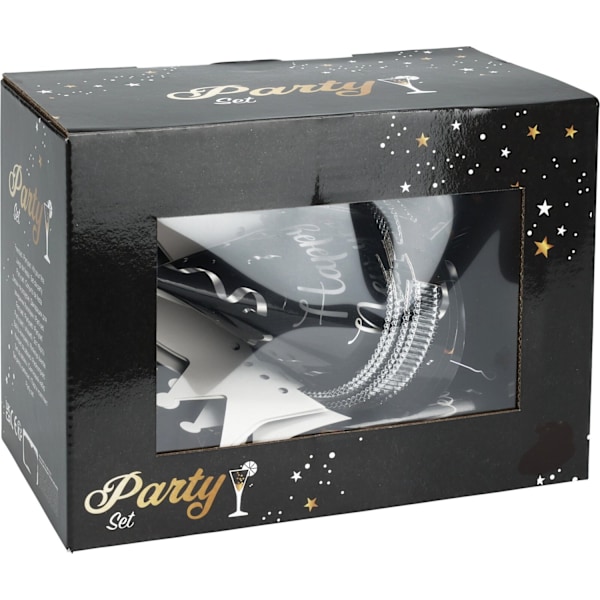 Party Set Happy New Year Nyår 16 delar Black