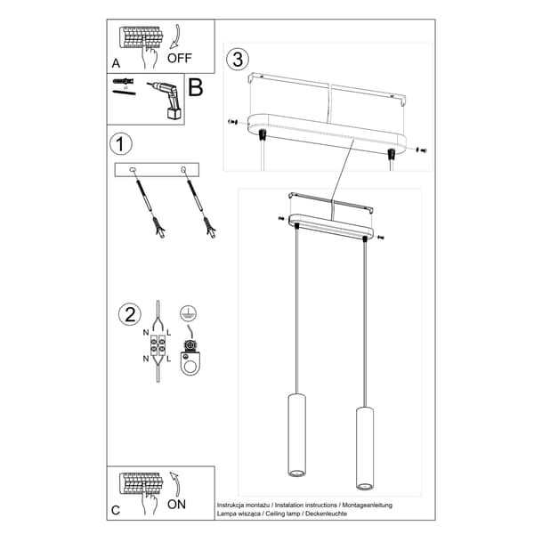 Hängande lampa LUVO 2 Grey