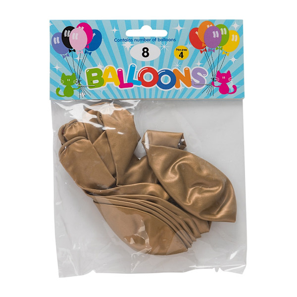 Ballong Metallic Guld 8-pack Latex Guld