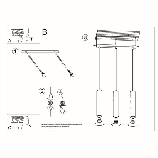 Pendel lampa LAGOS 3L vit White
