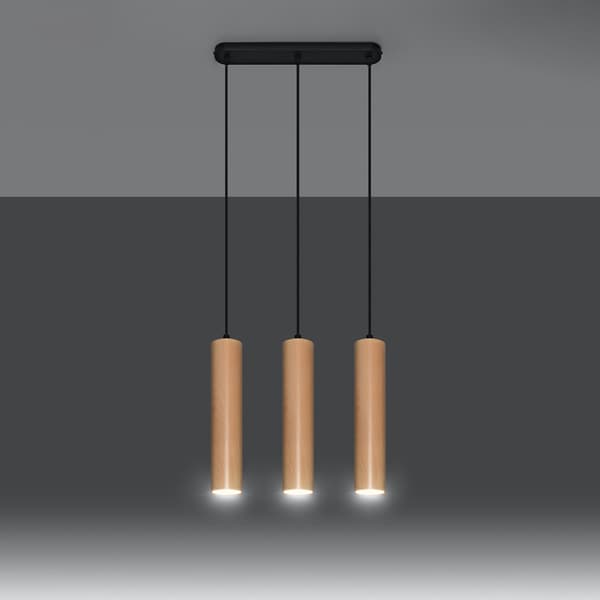 Hängande lampa LINO 3 trä Brown