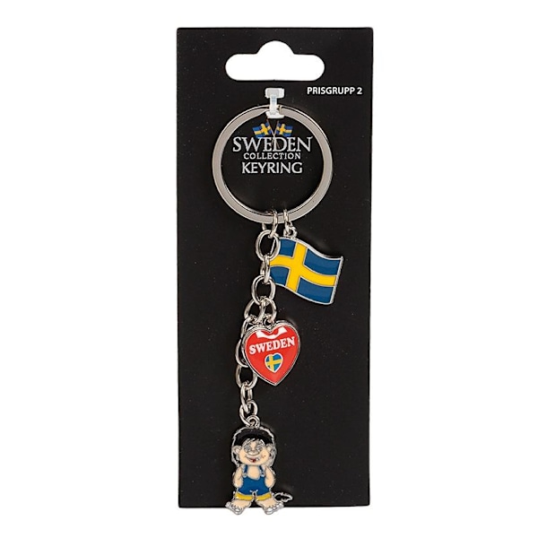 Nyckelring Souvenir Troll Hjärta Flagga Multicolor