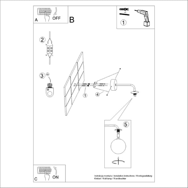 Vägglampa ASTRAL 1 vit White