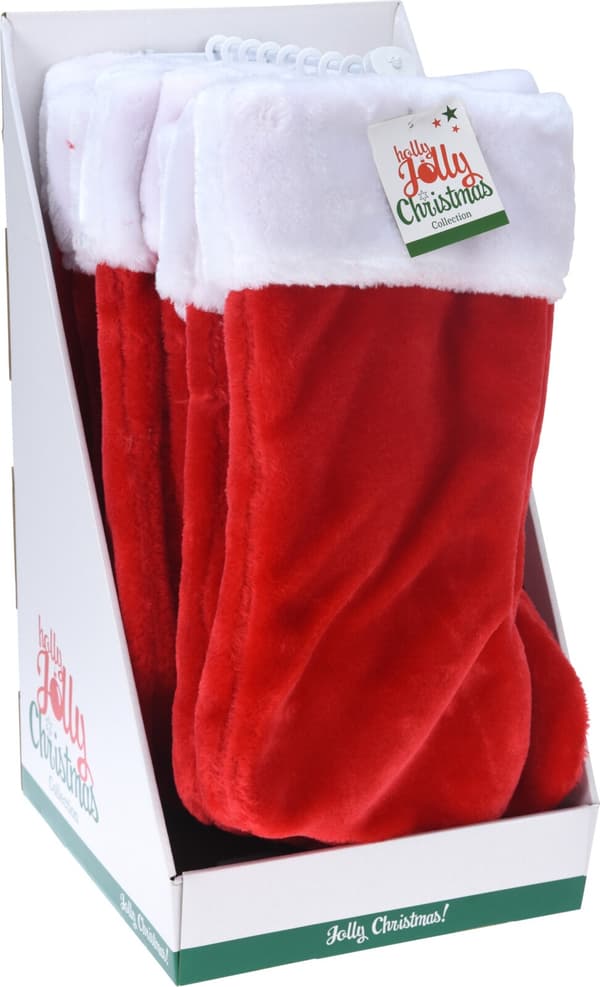 Julstrumpa Textil Röd 42 cm Red