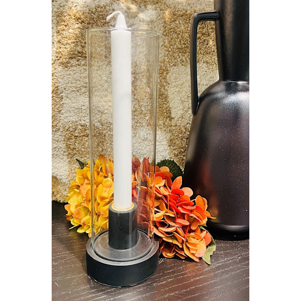 Ljushållare Ljusstake Glas Vit Svart Beige Svart