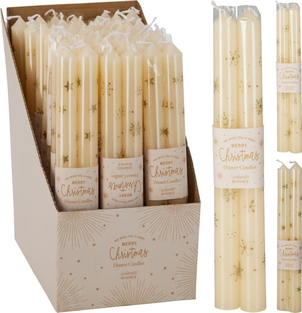 Ljus Rustik 2-pack Jul Vita 25 cm Vit