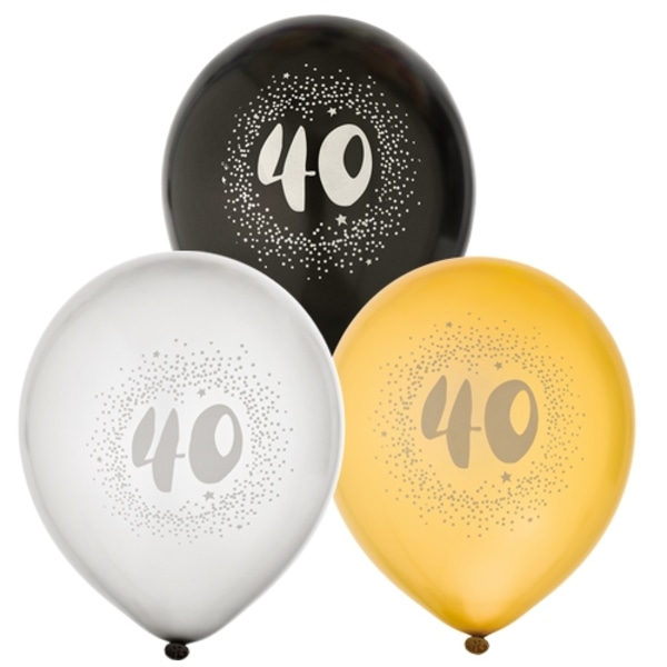 Ballong 40 år 6-pack Latex Multicolor