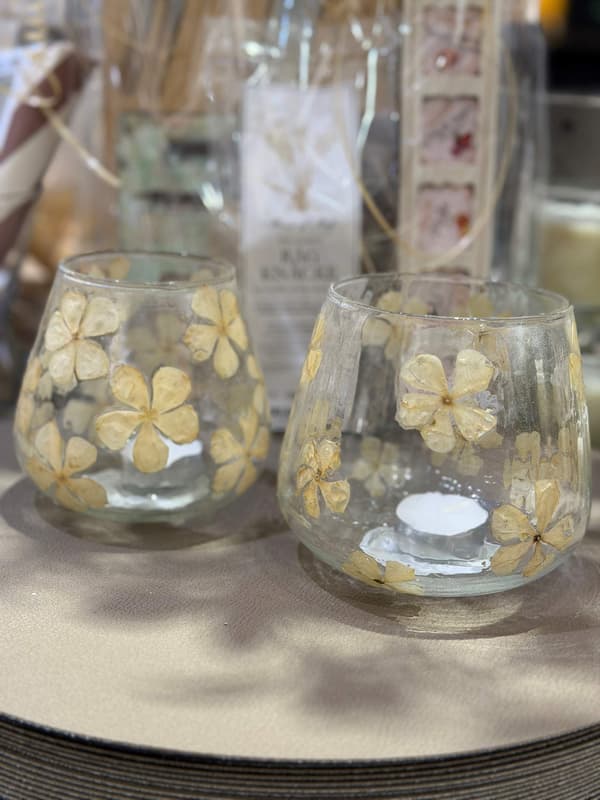 Ljushållare Blommor Beige 13 cm Transparent