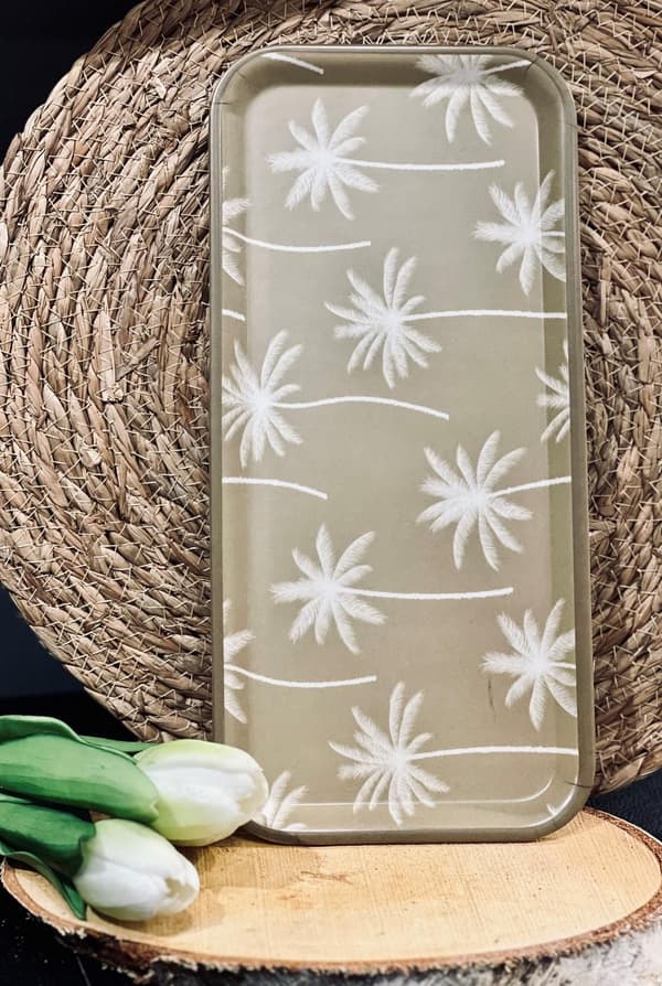 Bricka Palmer Beige/Vit Melamin liten Beige