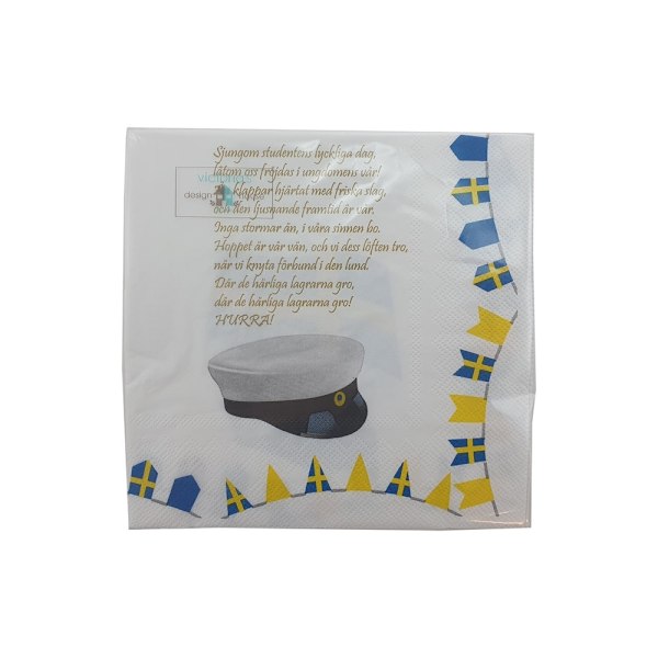 Servett Student med Studentsång 20-pack 33x33cm Vit