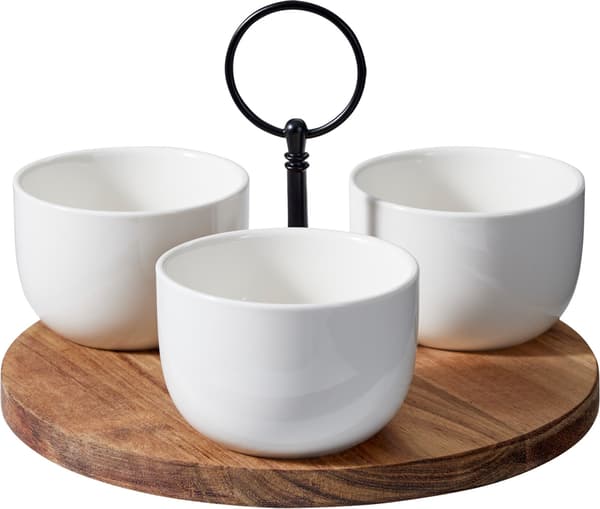 Skålset Servering Trä/Keramik Vit White