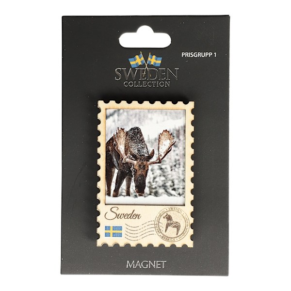 Souvenir Magnet Frimärke Älg